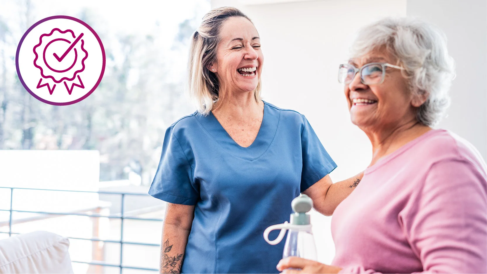 a couple of women smiling