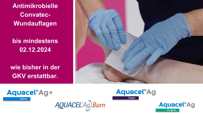 Antimikriobielle Convatec Wundauflagen sind mindestens bis zum 2. Dezember 2024 wie bisher in der GKV erstattbar.