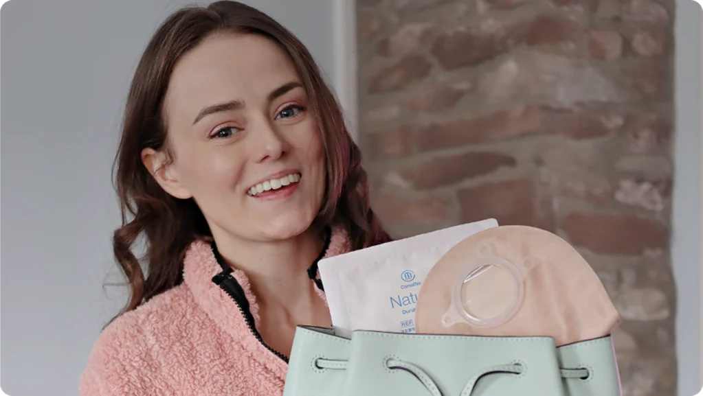 a woman holding a box