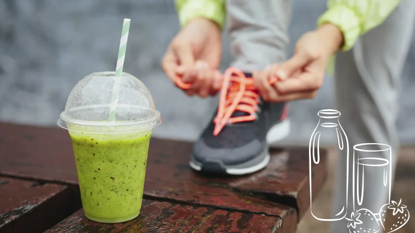 en smoothie og et par sneakers